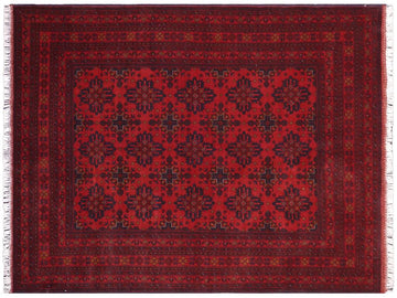 handmade Tribal Biljik Khal Muhammadi Red Blue Hand Knotted RECTANGLE 100% WOOL area rug 6x8